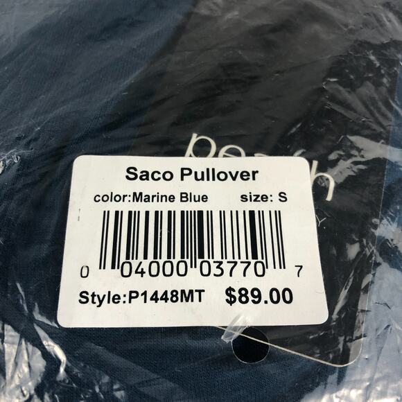 Peach Saco Pullover Marine Blue V Neck Soft Athletic Off Shoulder Sz. S NEW - Picture 7 of 12